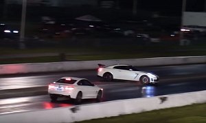 Nissan GT-R Crashes While Drag Racing BMW, Impact Is Hard