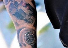 Nissan GT-R Owner Tattoos Alpha Omega GT-R On His Forearm, Big Turbo Too