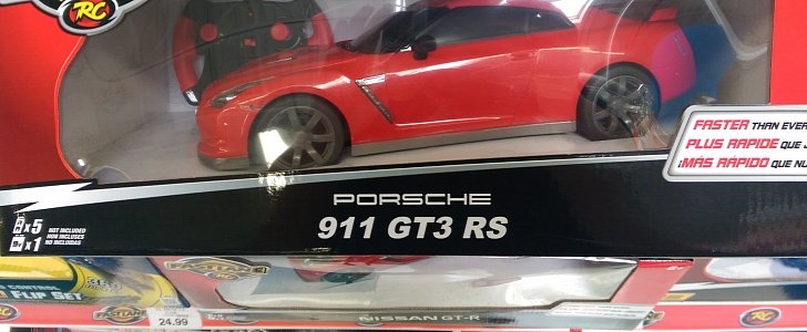 Nissan GT-R RC Car Packed in "Porsche 911 GT3 RS" Box