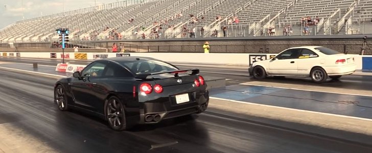 Nissan GT-R vs Honda Sleeper drag race
