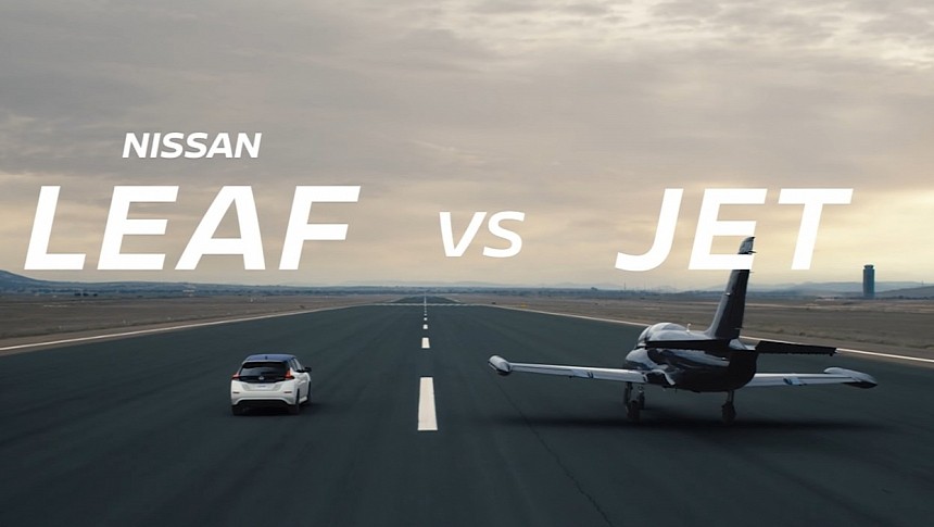 Nissan Leaf vs Jet Aircraft drag race