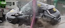 Nissan Leaf Bends Around a Pole During Shocking 47 MPH DEKRA Crash Test