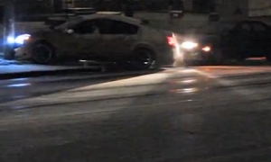 Nissan Maxima Driver Skids and Hits Pole - Sparks Up a Cigarette to Dull the Shame