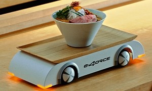 Nissan Presents E-4ORCE System's Benefits by Carrying a Bowl of Fresh Noodles