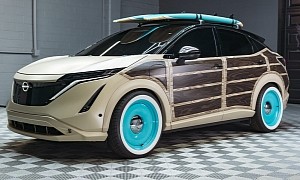 Nissan's Ariya Surfwagon Concept Reminds Us of the Woodie Wagons of Yesteryear