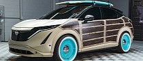 Nissan's Ariya Surfwagon Concept Reminds Us of the Woodie Wagons of Yesteryear
