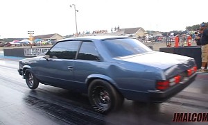 Nitrous Chevy Malibu Drags Wheelstanding Olds G-Body, Dents Have the Upper Hand