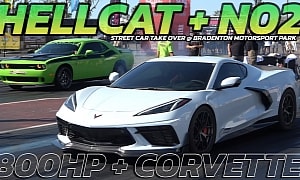 Nitrous Hellcat Drags 800+ HP Corvette and Supercharged Caddy; Someone Gets Obliterated
