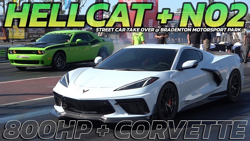 Dodge Challenger SRT Hellcat vs C8 Chevy Corvette vs Caddy CTS  on ImportRace