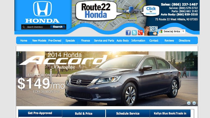 Screenshot from route22honda.com