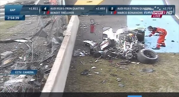 Screenshot With the Wreckage From Eurosport