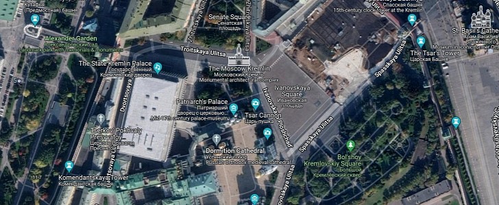Google Maps satellite imagery for Moscow