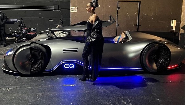 Alicia Keys and Mercedes-Benz Vision EQ Silver Arrow