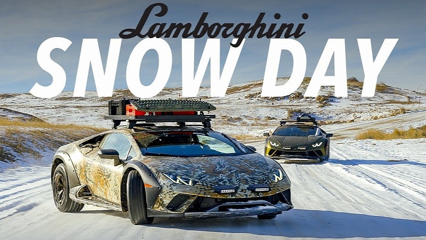 2x Lamborghini Huracan Sterrato in the snow in Utah