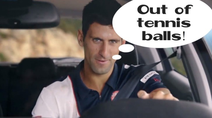 Novak Djokovic Runs Out of Balls in Peugeot 208 Commercial