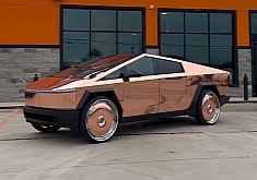 Now I've Seen Everything: Mirror Rose Gold Tesla Cybertruck Rides on Dual-Tone 30s