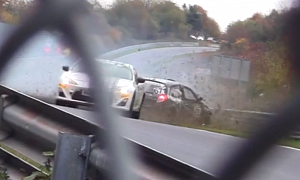 Nurburgring Crash Destroys Clio RS 200 and Toyota GT 86 During VLN 10
