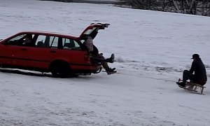 Nurburgring Fans Got Together For Drifting Next to the Track, Sleighs Involved