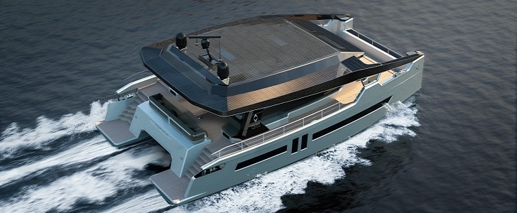 The new Ocean Eco 60 coupe is the sportiest version of a luxury electric solar catamaran