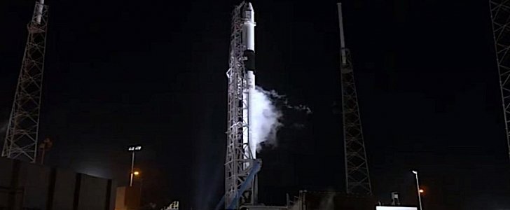 Falcon 9 on the launch pad moments before the abort