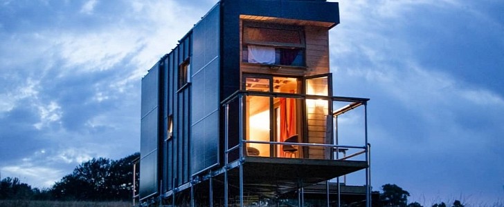 Olinda Tiny House is an off-grid eco-cabin built on a private farm in the UK