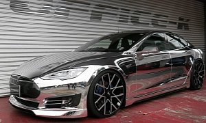 Office-K Tesla Model S Is All Chrome, Except for the 22-inch Forgiato Wheels