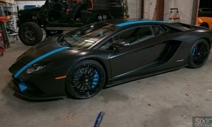 Offset’s Lamborghini Aventador Gets Black Satin Wrap With Baby Blue Accents