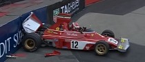 Oh No! Charles Leclerc Crashes Niki Lauda’s 1972 Ferrari F1 Car at Monaco Historic GP