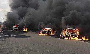 Oil Tanker Explodes in Lagos, Nigeria, 54 Cars Burn in the Fire