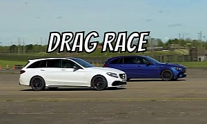 Old C 63 S Drag Races Four-Cylinder Mercedes-AMG C 63 S E Performance, It's Night and Day