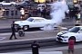 Old Ford Torino Drag Races Dodge Charger and Challenger Hellcats, Wins