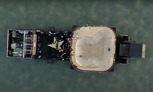 Olympic Medalist Cory Juneau Performed on a Unique Floating Skate Bowl in Venice