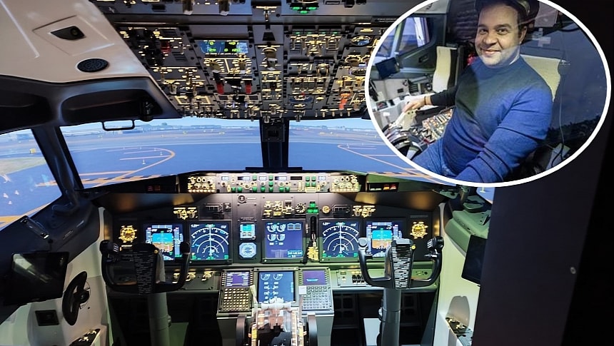 Aviation enthusiast Alberto Paduanelli built a realistic, 1:1 Boeing 737-800 flight simulator in his garage