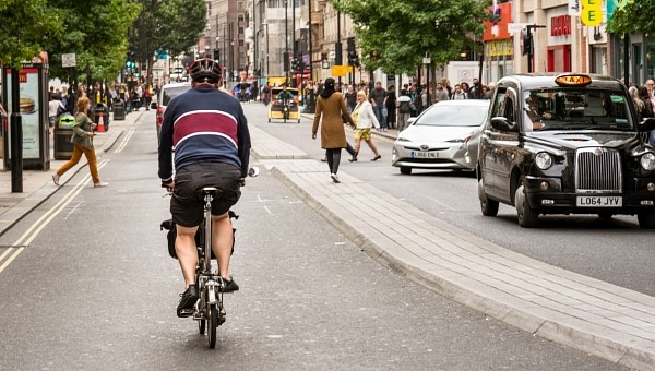 Cyclist on the road in the UK