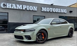 One-of-One Khaki Green 2021 Charger Hellcat Hides a Very Bright Surprise Inside