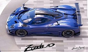 One-Off Pagani Zonda 760 MD Has Blue Carbon Body, Gloriously-Sized Rear Wing
