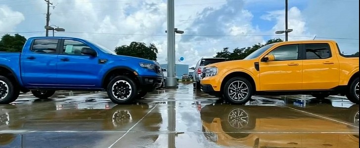 Cyber Orange 2022 Ford Maverick compared to Ranger STX by Ford dealership