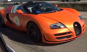 Orange Bugatti Veyron Grand Sport Vitesse Cruising