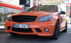 Orange C63 AMG Pitstops Before Jumping on the Ring