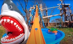 Ordinary Backyard Gets Converted Into a Crazy Hot Wheels Mega Track With Three Waterslides