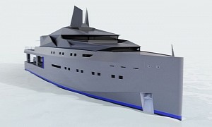 Origami Yacht Support Vessel Can Carry Tenders, a Helicopter, and Even a Submarine