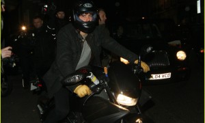 Orlando Bloom Arrives at Charity Event on Motorbike