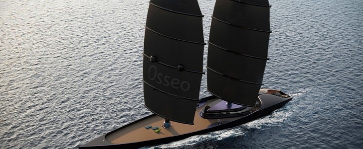 The Osseo performance luxury yacht uses DynaRig system for wind propulsion, has incredible design 