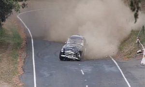 Ouch! 1962 Austin Healey Wrecked in Hill Climb Race