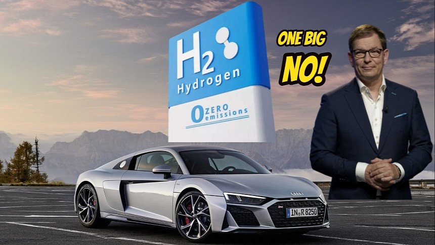 Audi R8 V10 RWD Coupe, Markus Duesmann, and a Hydrogen Filling Station Sign