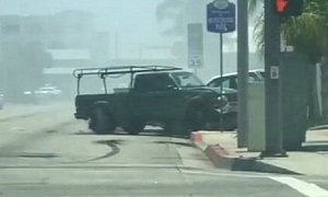 Out of Control Ford Ranger Causes Mayhem at Busy Intersection in California