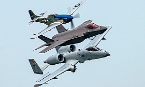 P-51 Mustang Chases F-35A and A-10 Thunderbolt, Trio Looks Like a Killer Hunting Squad