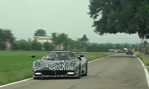 Pagani Huayra BC Roadster Spotted in Italian Traffic, Shows Massive Wing