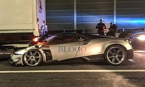 Pagani Huayra BC Crashes in Rome, Ends Up Under a Truck