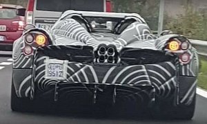 Pagani Huayra Roadster Prototype Spotted in Traffic, Shows New Rear Deck Design